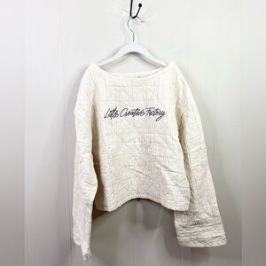 Little Creative Factory cotton quilted frayed blouse top spell out logo size XS